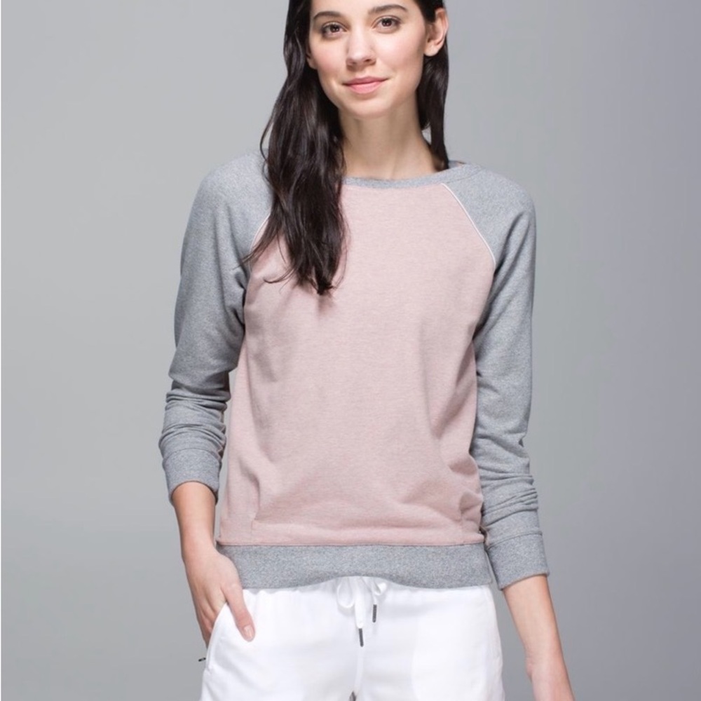 Lululemon Crew Love Pullover Stretch French Terry Heather Berry/Grey 8